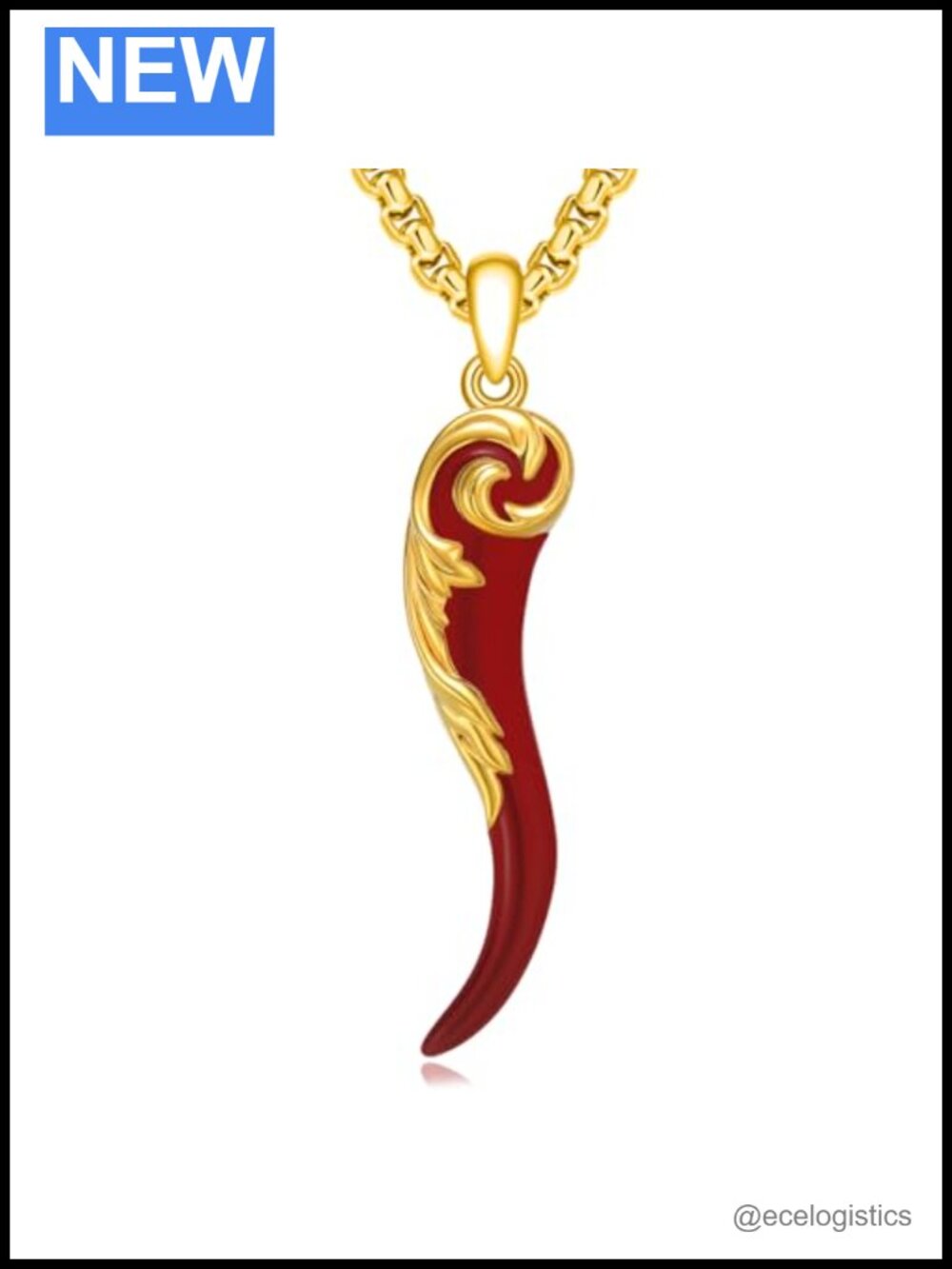 Italian Cornicello Horn Necklace 925 Sterling Silver Stainless Steel 22-24 in